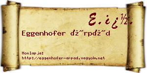 Eggenhofer Árpád névjegykártya